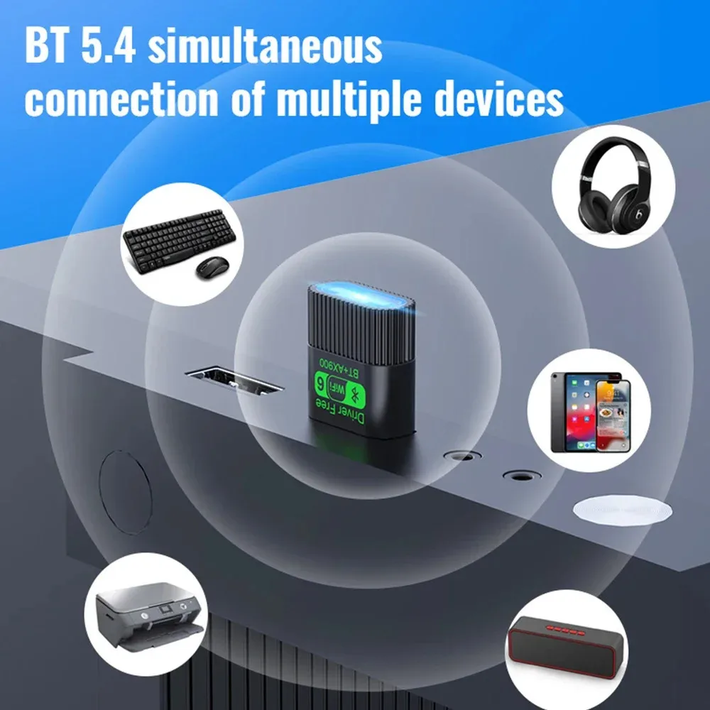 Фото KEBIDUMEI 2-в-1 сетевая карта без драйверов, WiFi6, Bluetooth 5.4, 900 Мбит/с, двухдиапазонный беспроводной адаптер 2.4G+5GHz для Win10/11 №1