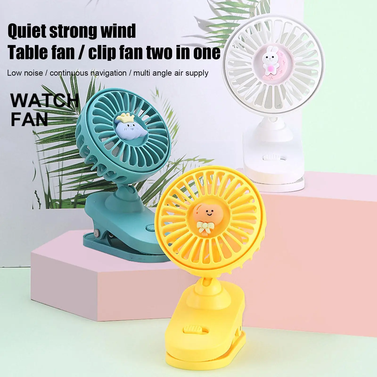 

Mini Small Clip Fan USB Charging wall Mounted Ceiling Wind Large Power One In Portable Mute Fan Fan Clip Two Office Student X0J3