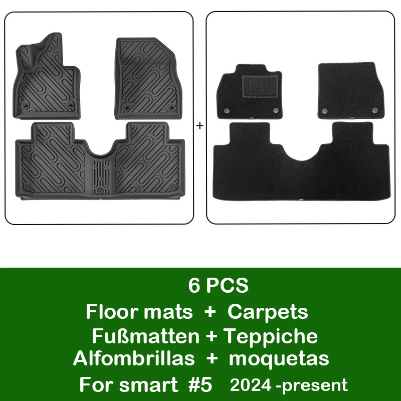 

Автомобильные коврики для умных # 5 ковриков в багажник на 2024 году. Индивидуальная защита грузового вкладыша. Водонепроницаемая нескользящая подставка для ног. Наборы ковров.