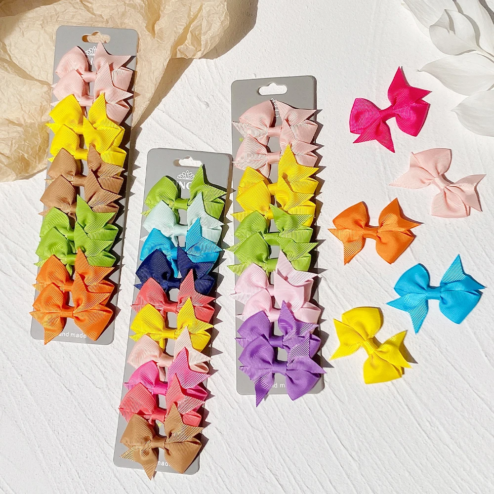 

10pcs/set Cute Hair Bows with Clip for Girls Grosgrain Ribbon Hair Clip Hairgrips Barrettes Kids Simple Hairpin Hair Accessories