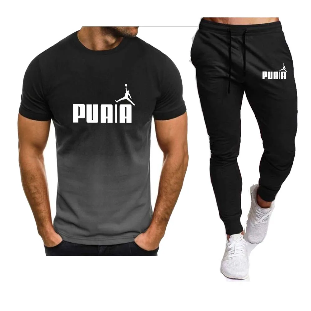 2023Summer hot Men's T-Shirt + Pants Suit Men's Sports Suit Brand LOGO Printing Casual Fashion Cotton Short Sleeves T-shirt sets