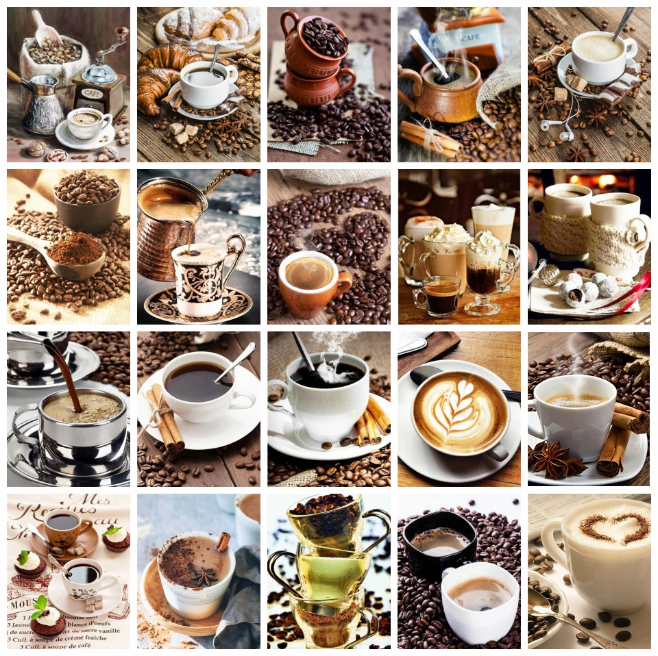 

AZQSD Coloring By Numbers Coffee Cup Handmade Diy Picture By Numbers Landscape HandPainted Gift Home Decor Wall Art