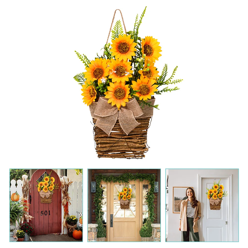 

Rustic Sunflower Wreath Farmhouse Decorative Artificial Flower Wreath Garland