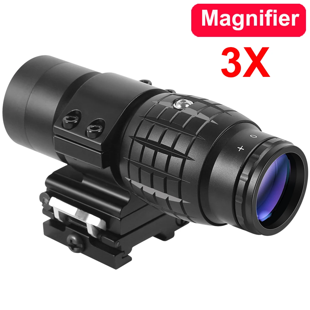 

3X30mm 3X Magnifier Scope Sight with Quick Detach Flip to Side 20mm Rail Mount Hunting Optics for Holographic Reflex Red Dot