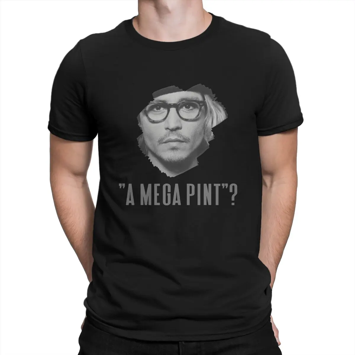 

Johnny Depp Funny Quote Man's TShirt A Mega Pint Crewneck Short Sleeve Fabric T Shirt Humor High Quality Birthday Gifts