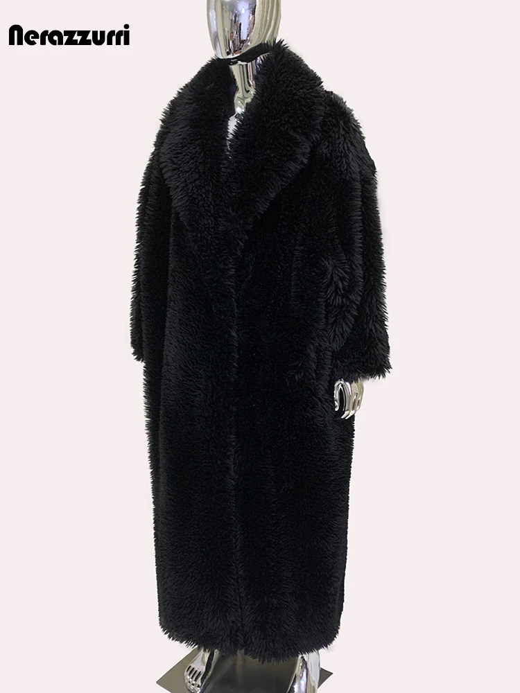 Nerazzurri осень зима оверсайз длинный толстый теплый мягкий волосатый пушистый шуба