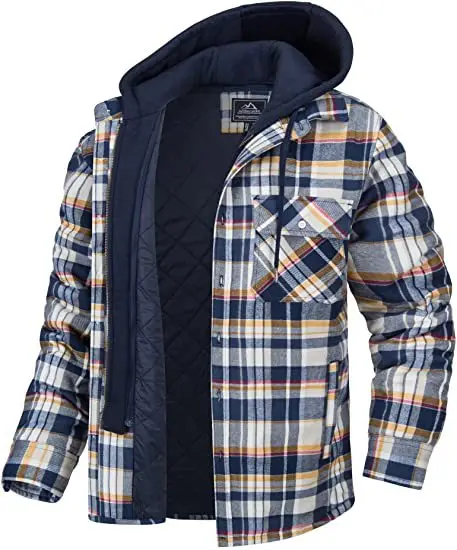 In 2022, Men's Autumn/Winter Thickened Cotton-padded Plaid Long-sleeved Hooded Jacket Winter Jacket Men  Coats Men