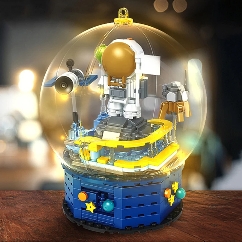 

Космический Космос Hsanhe, астронавт, хрустальный шар со светодиодной подсветкой, маленькие Мини-блоки, кирпичи, строительные игрушки для дете...