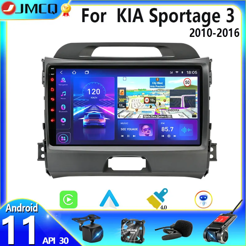 JMCQ Android 11 Car Radio For KIA Sportage 3 2010 2011-2016 Multimedia Video Player 2din Navigation GPS AUTO Stereo Head Unit FM 