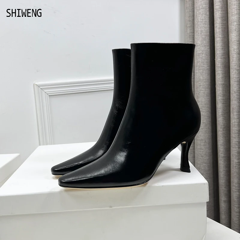 

Women Elegent High Heeled Boots Woman Women's Mid Calf Boots Pointed toes Sexy Ankle Booties Thin High Heel Shoes