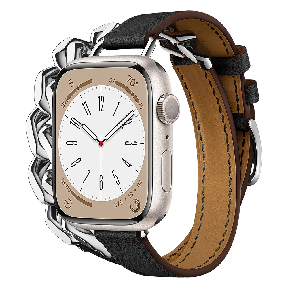 Genuine Leather For Apple watch band 40mm 41mm 38mm 44mm 45mm 49mm Slim correa bracelet iWatch series 3 4 5 6 SE 7 8 ultra strap