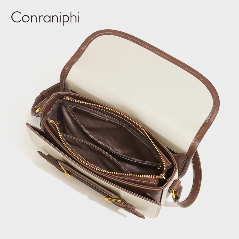 Conraniphi Designer Handbag New Fashion shoulder Messenger Retro Leather Chain Small Square Bag Original Women Brand