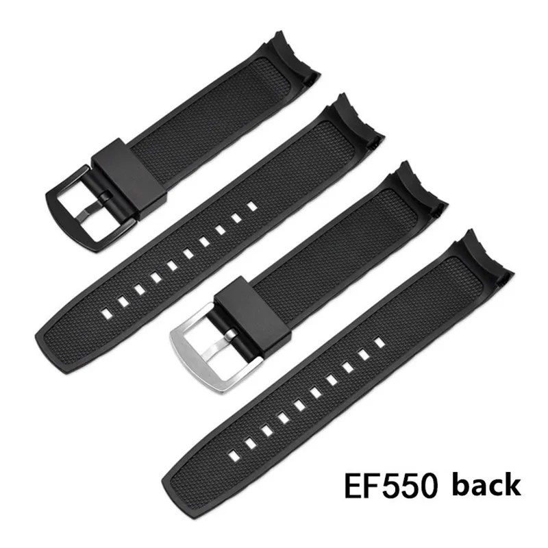 22mm Black Compatible Replacement CAXIO Straps Watch Band EF550 EF523 Series Rubber Silicone Resin Bracelet