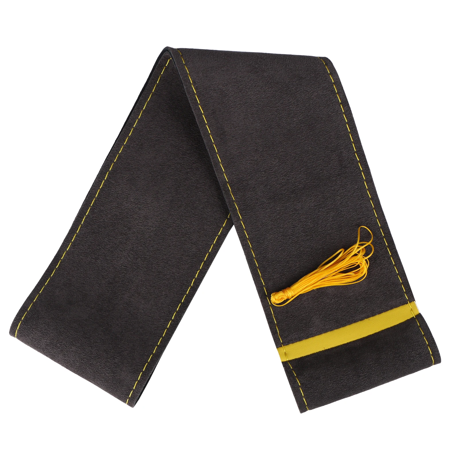 Универсальный замшевый чехол на руль автомобиля 37-38 см, ручное шитье своими руками, черный мягкий кожаный плетеный чехол для рулевого колеса автомобиля