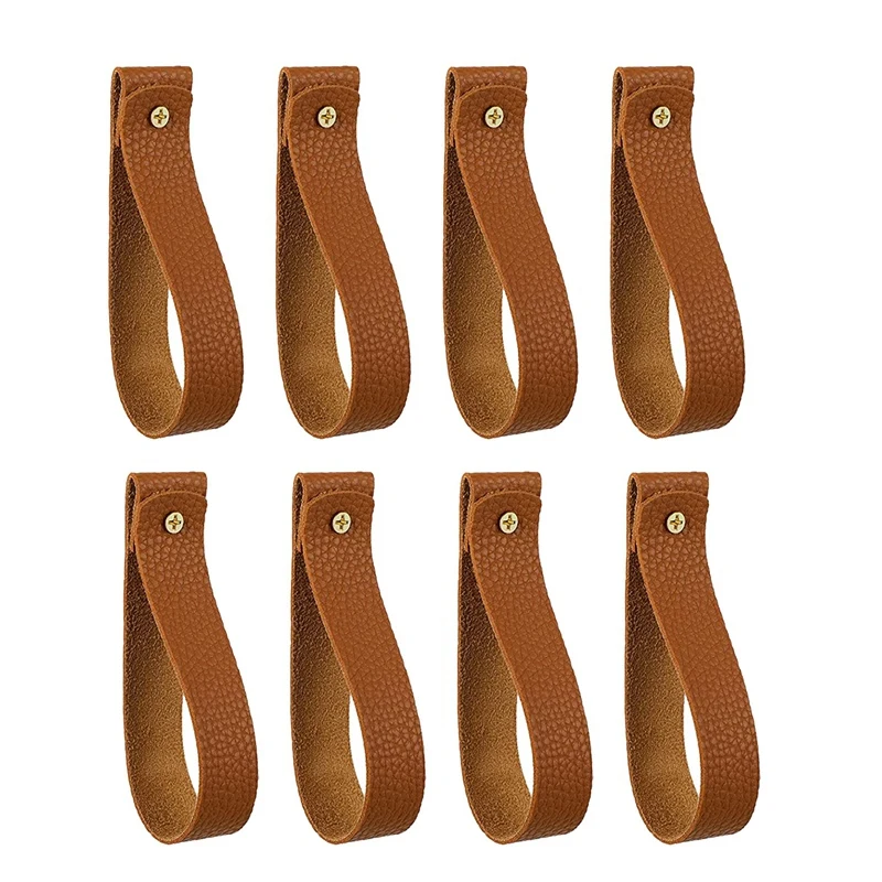 

8 Piece Faux Leather Wall Hook 1 X 4.7 Inch Wall Sling Wall Loop For Bathroom, Bedroom, Kitchen Towel Rack