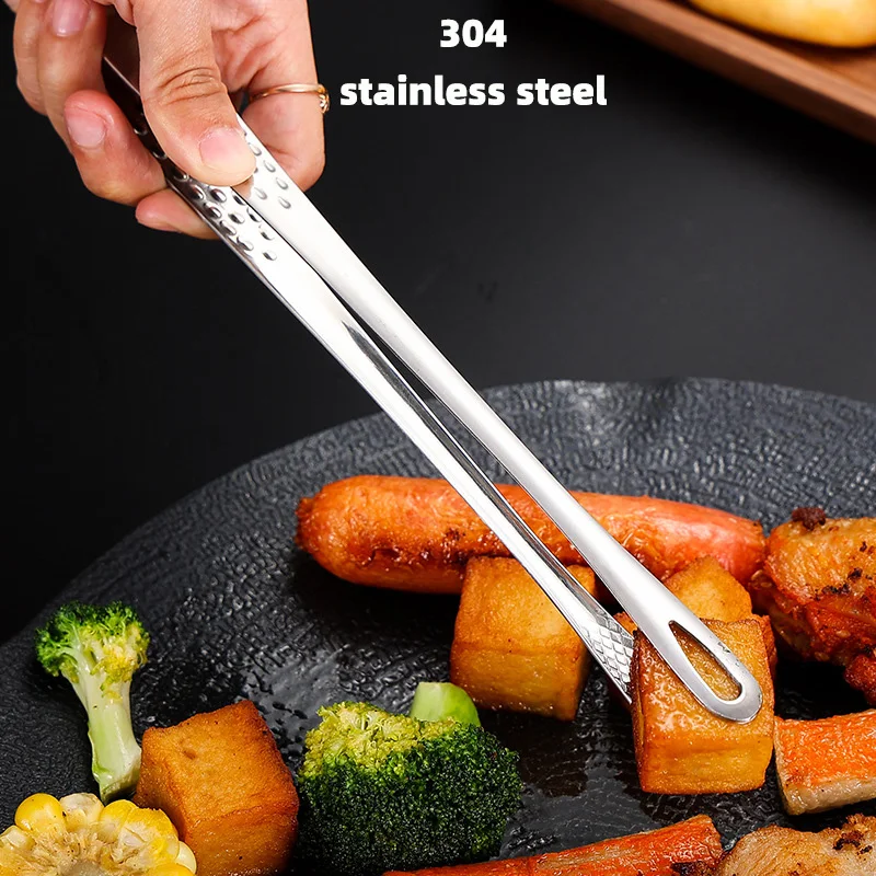 

10/12Inch 304 stainless Steel Grill Tongs Meat Cooking Utensils For BBQ Baking Kitchen Accessories Barbecue Clip Food Tongs
