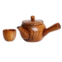 wooden tea set tea cup teapot long handle portable coffee tea maker pot kettle top solid wood wooden tea mug