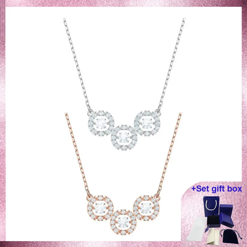 

Высококачественное ожерелье S, ожерелье с блестящим танцом в розовом и золотом тонах, изысканная Подарочная коробка, бесплатная доставка