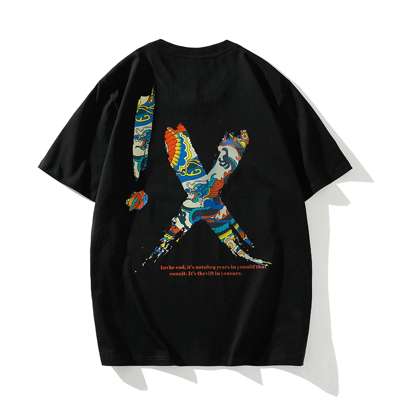 

Футболка мужская оверсайз с коротким рукавом, хлопок, круглый вырез, принт, Повседневная рубашка, летняя одежда