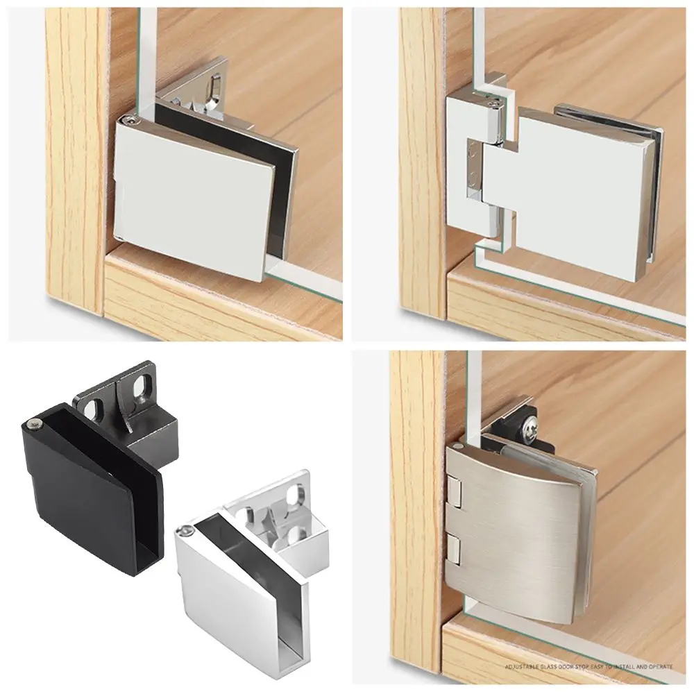 

Alloy No Drilling Side Mounted Self-closing Glass Door Hinge Furniture Accessories Frameless Clamp Cabinet Door Hinge