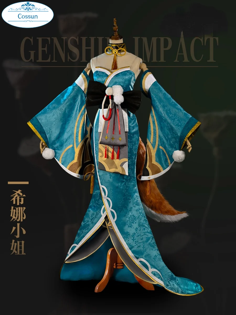 

Костюм для косплея Genshin Impact Gorou Miss Hina Sheena, великолепное платье, наряд для Хэллоуина, длинное платье-кимоно