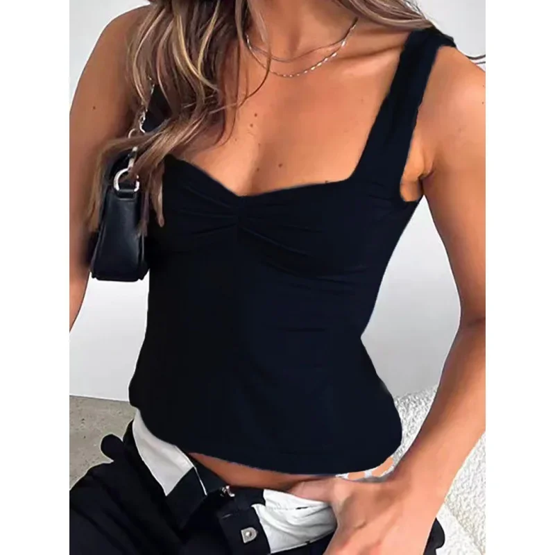 Новинка 2024 модная женская одежда универсальная базовая майка жилет с квадратным