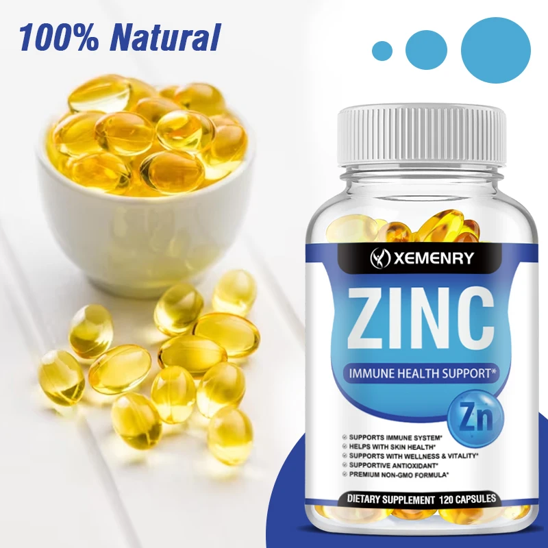 

Xemenry Zinc Capsules Support The Body's Immune Defense, Ultra Absorbable, Non-GMO, Gluten-Free, 120 Vegetarian Capsules