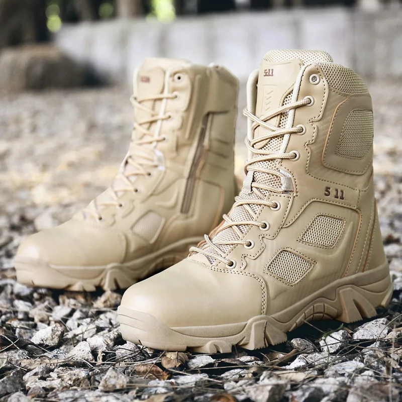 2022 New Mens Military Boots High Top Outdoor Hiking Shoes Men Anti-collision Quality Army Tactical outdoor shoes | Спорт и