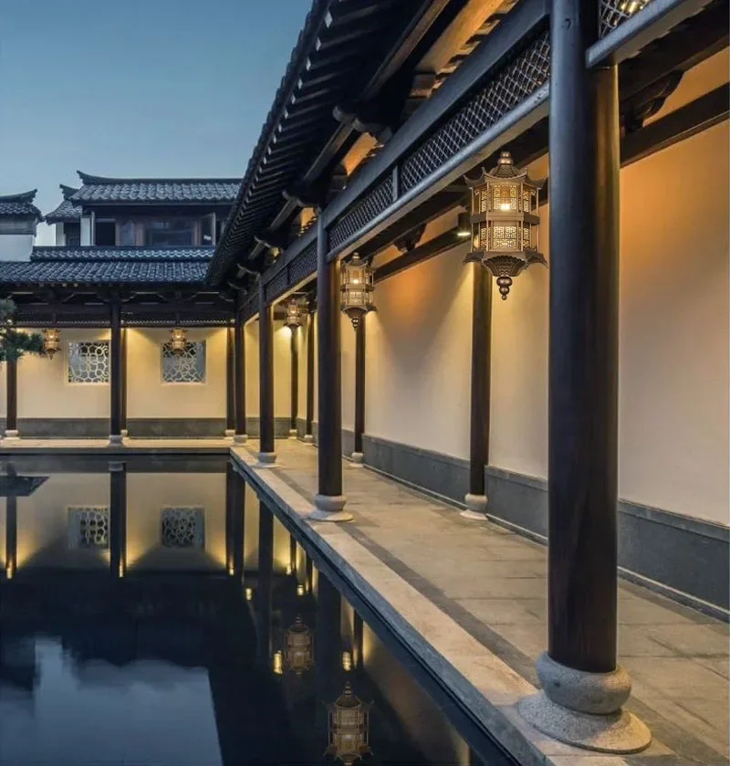 Новая китайская люстра уличная водонепроницаемая отель ресторан карниз коридор