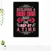 building a bad ass body one rep at a time sport fitness poster wall art exercise inspirational tapestry gym workout banner flag