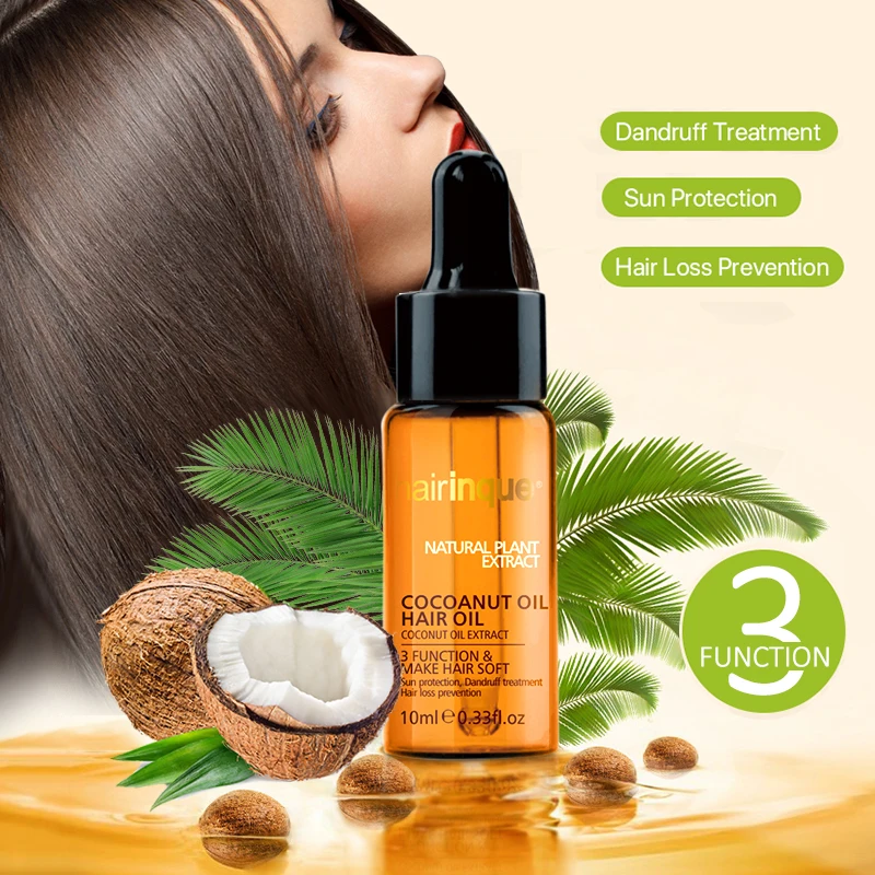 

10ml Natural Coconut Oil for Hair Loss Care Products Sun Protect Anti-dandruff Restore Damaged Dry Hair Treatment Oil