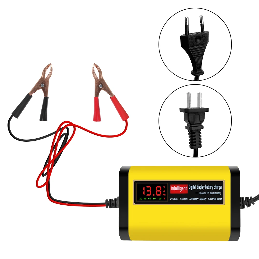 3 Stages Lead Acid AGM GEL Battery-chargers Full Automatic Car Battery Charger 2A Intelligent Fast Power Charging