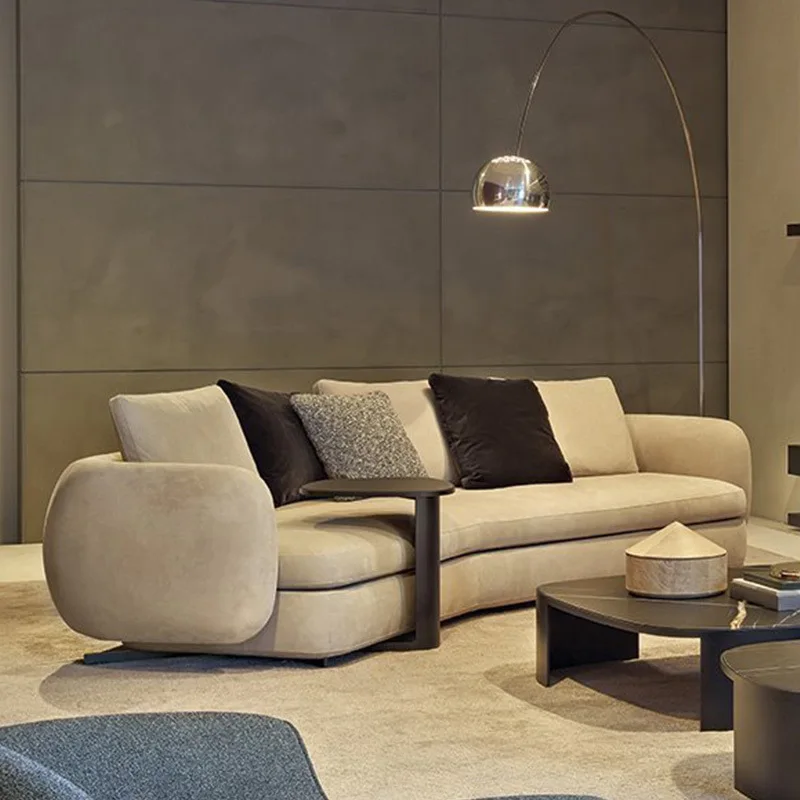 

Nordic Custom Sofa Italian Cashmere Cloth Art Living Room Modern Light Luxury Corner Technology Cloth Sofa Furniture Curved Sofa