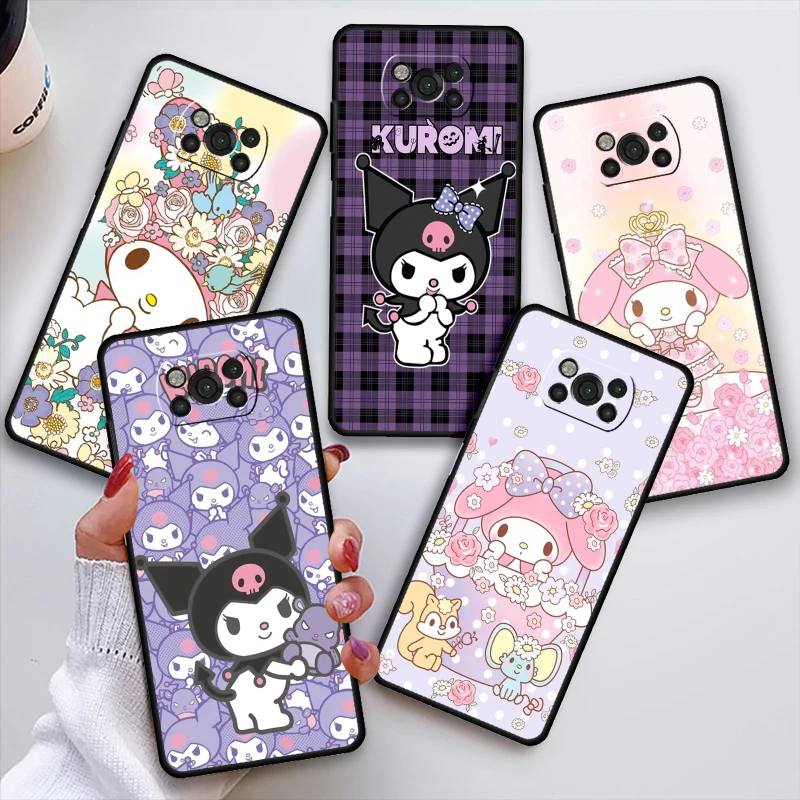 

Kuromi And Melody Soft Case For Xiaomi Mi Poco X3 NFC M3 Pro F3 GT M4 F1 X2 11T Lite Note 10 10T 9T Silicone Shell Phone Cover