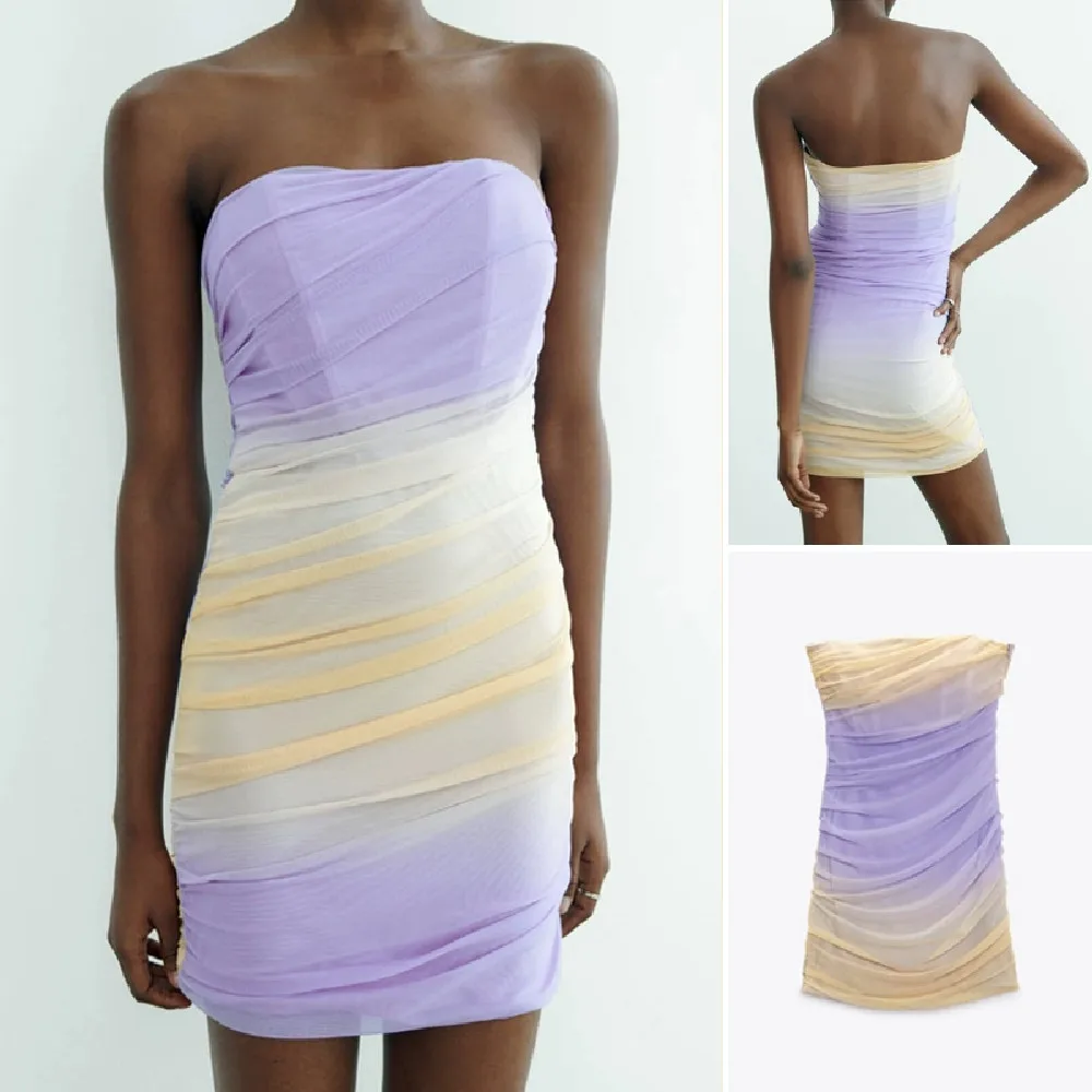 

Женское платье-топ из тюля, без бретелек, с прямым воротником