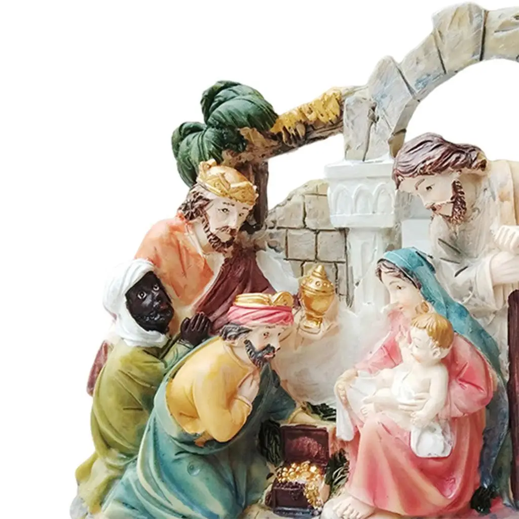

Сцена Рождества, статуя Иисуса в яслях из смолы