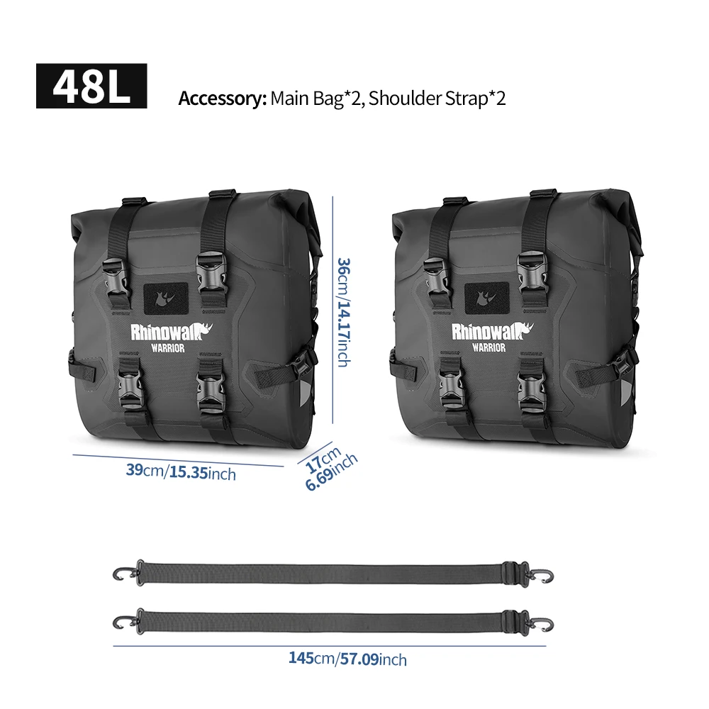 

Мотоциклетная быстросъемная боковая сумка Rhinowalk 24 л, водонепроницаемая, для мототуризма, с внутренней опорной пластиной, для хранения багажа