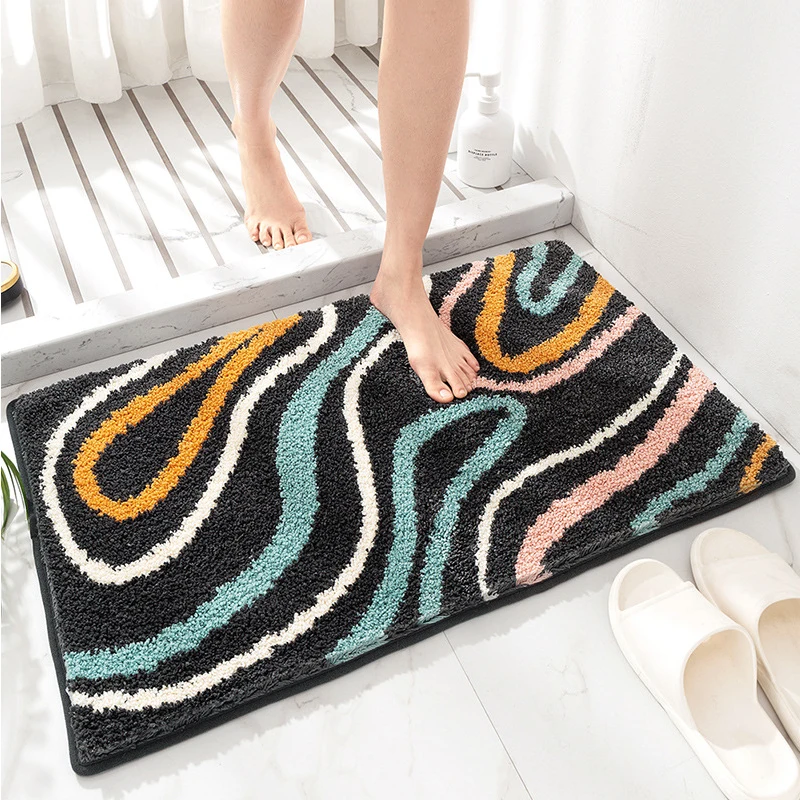 

40x60cm/50x80cm Striped Bathroom Bath Mat Entrance Door Mat Bedroom Living Room Floor Mat Non-Slip Feet Doormat Home Decor