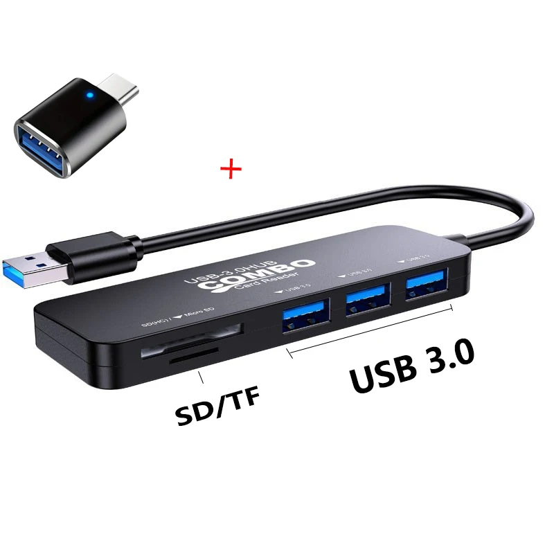 

RUNBERRY USB3.0 HUB OTG SD TF 4Port USB A HUB Multi Splitter Adapter Laptop for Macbook Pro accessorries concentrador usb 3 0