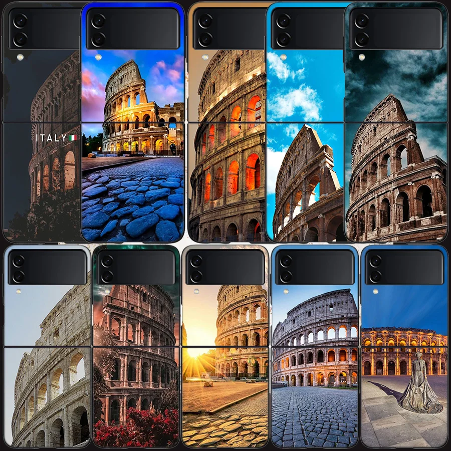 Чехол Colosseum Rome Italy для Samsung Galaxy Z Flip 6 5G 5 4 3 черный жесткий чехол сотового телефона