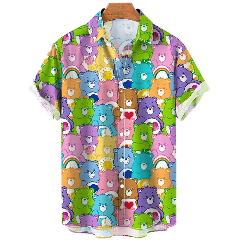 

Hawaiian Rainbow Bear T-Shirts for Men and Women, Oversized Casual Kawaii Clothing, Short Sleeve Shirt, Summer 2022