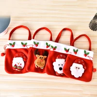 1pc new christmas santa sack children xmas gifts candy stocking bag exquisite santa claus printed linen christmas candy bag