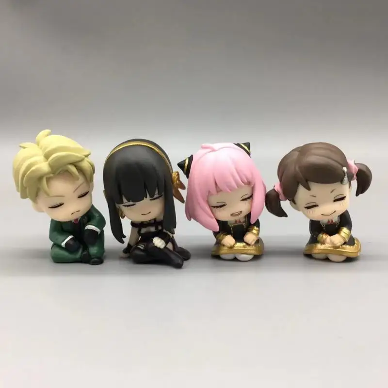 

4Pcs SPYxFamily Anya Loid Forger Yor Forger Anime Figure Kawaii Doll Q Version Sleep Capsule Toys Model Room Decoration Gifts