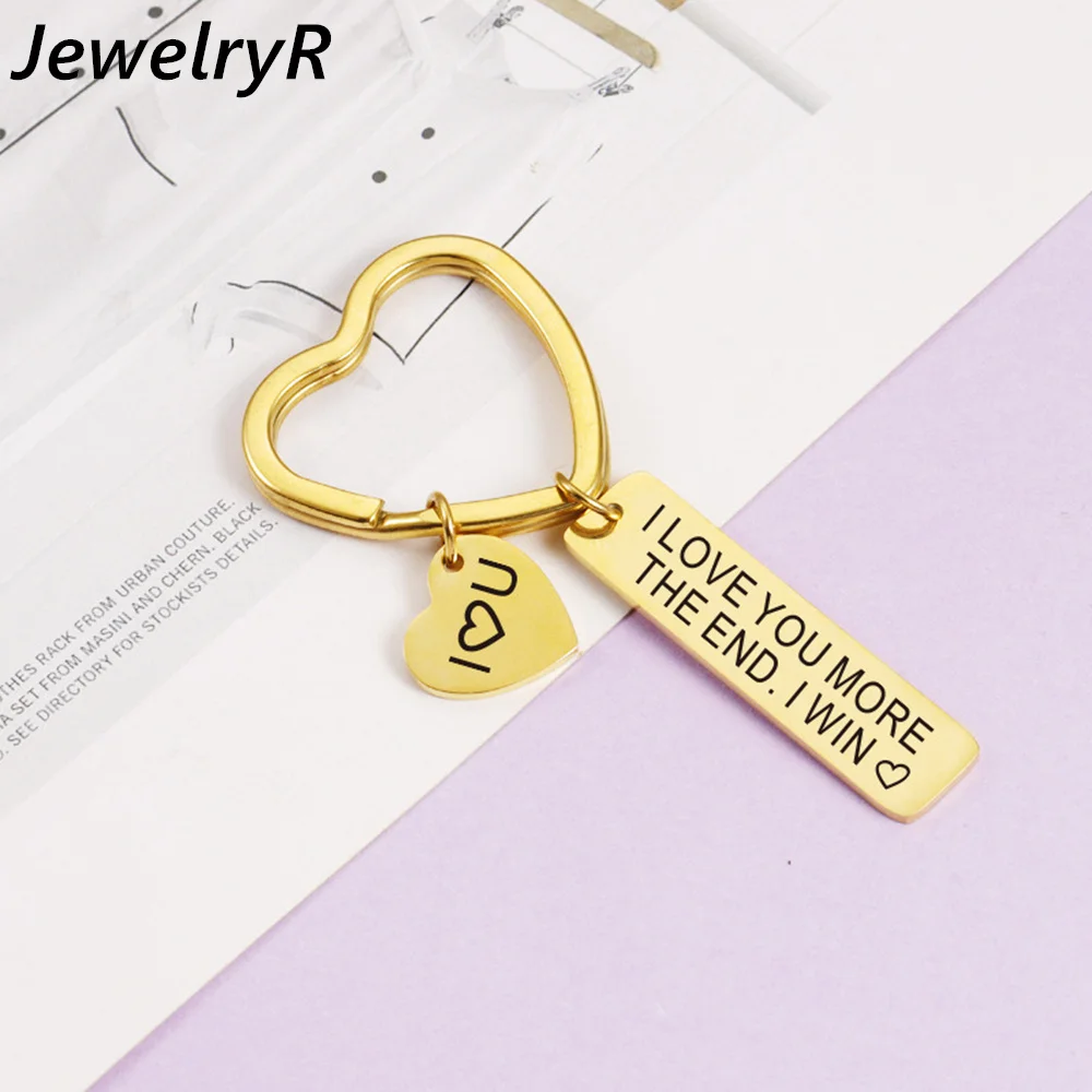 

JewelryR Personality Custom Heart Name Keychain Stainless Steel Square Vertical Nameplate Pendant Keyring For Women Jewelry Gift