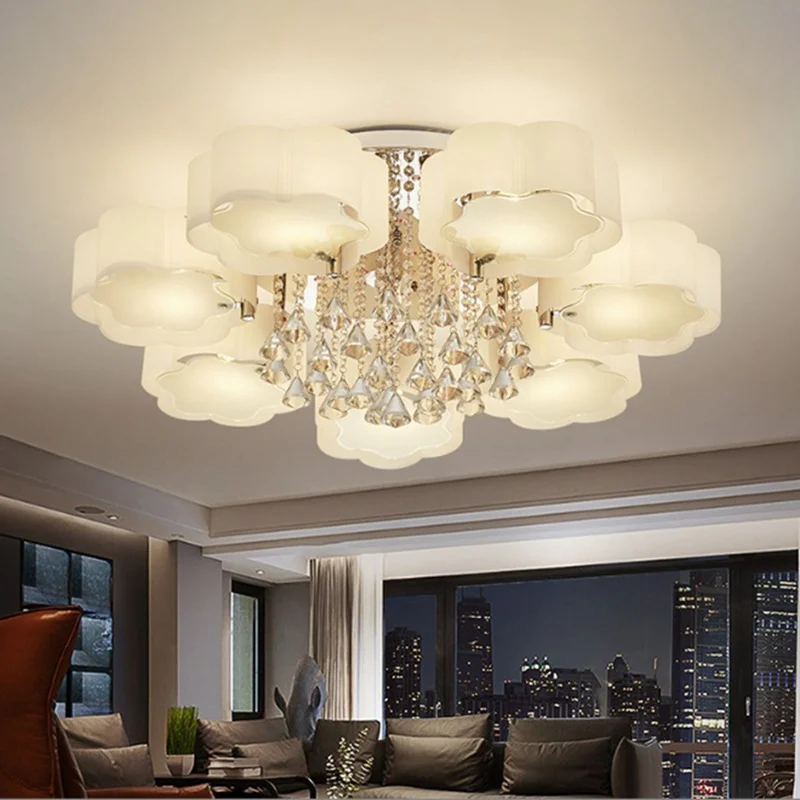 

Crystal Ceiling Lamp Modern Living Room Deluxe Bedroom Study Chandelier LED Intelligent Restaurant Indoor Decoration Lamps