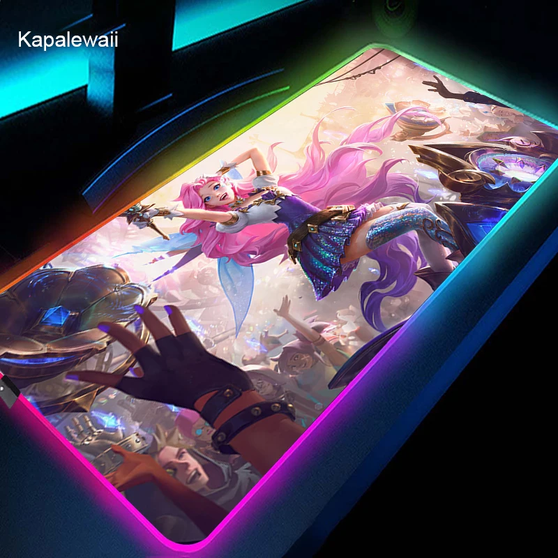 

KDA League Of Legend RGB Gaming Mouse Pad Mousepad Large Cool Mause Pad Keyboard Desk Carpet Game Rubber No-slip LED Table Mat