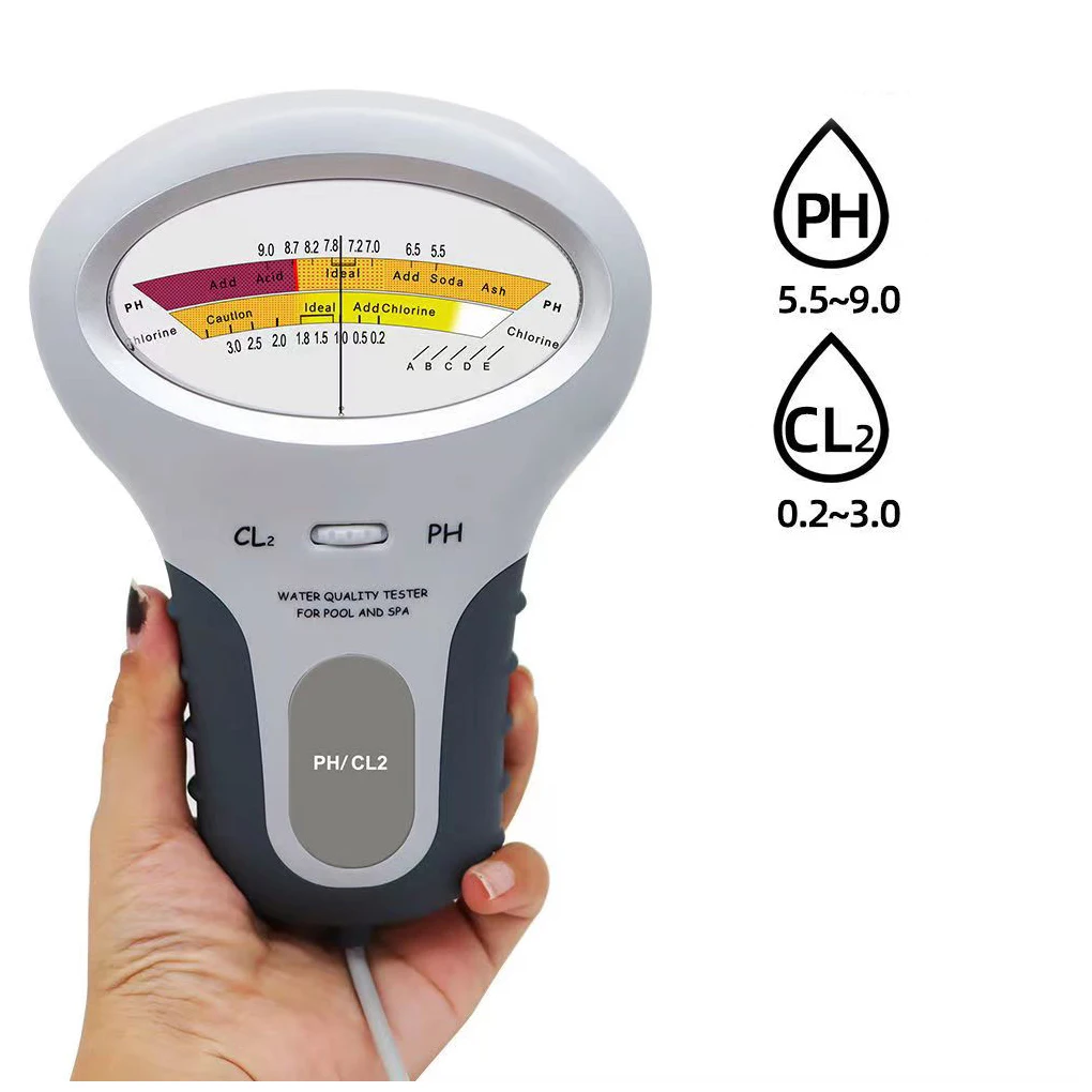 

PH Meter Chlorine Portable Plastic Operation Pool Tester Detection Handheld Tools Measuring Detector LCD Display Tool