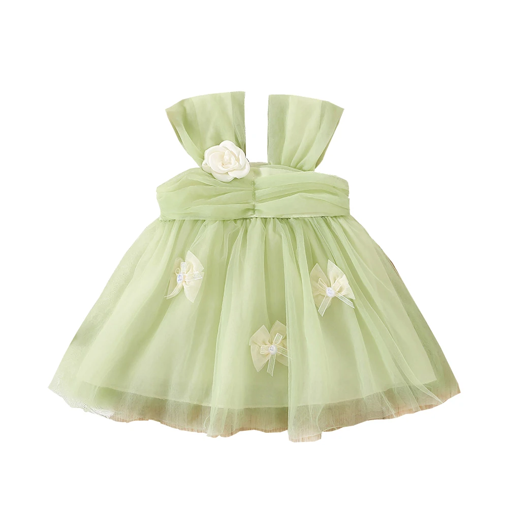 

New product Baby Princess Dresses Girls Yarn Flower Bowknot Strap Mesh one-piece Skirt Summer 1-4 Years Kids Children Girl dress