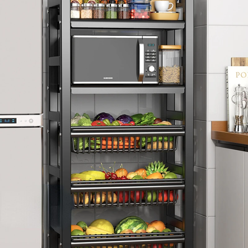 

Kitchen basket storage rack, floor mounted fruit and vegetable storage rack, multifunctional, multi-layer, and large capacity
