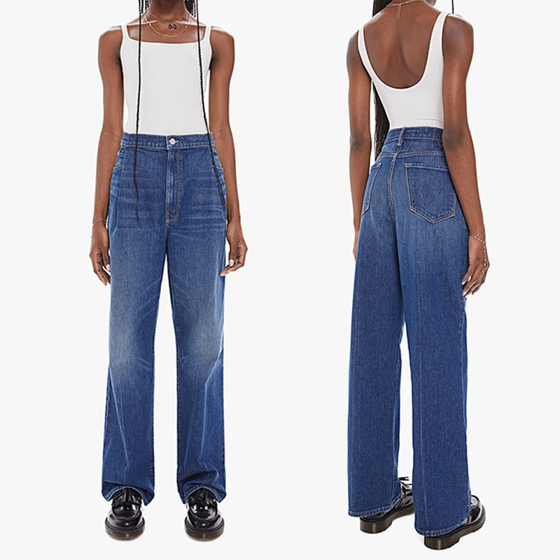 

Women Loose wide leg jeans 2023 new casual fashion high waist lady denim pants